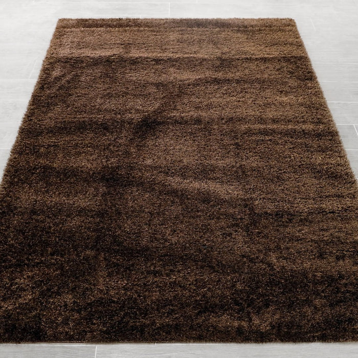 Puffy Shimmer Brown Shaggy Rug