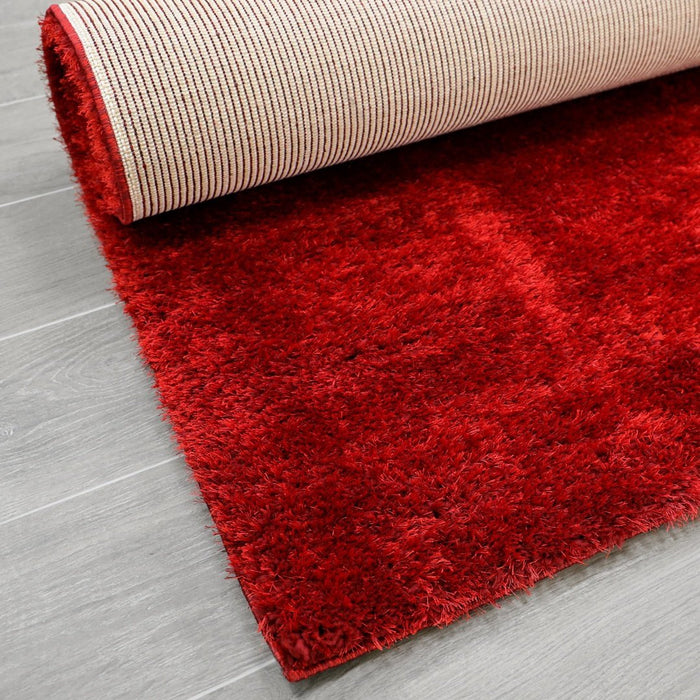 Puffy Shimmer Red Shaggy Rug