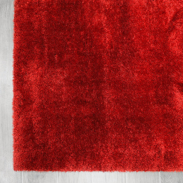 Puffy Shimmer Red Shaggy Rug