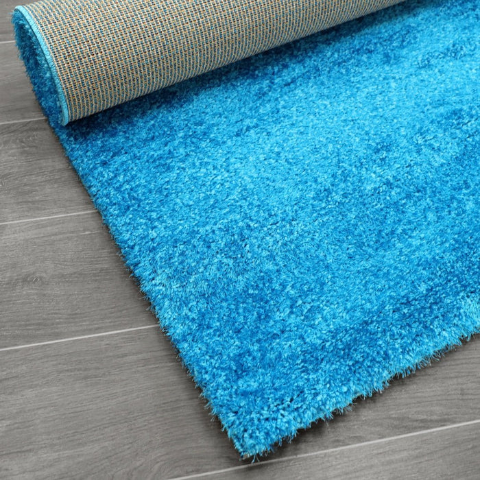 Puffy Shimmer Turquoise Shaggy Rug
