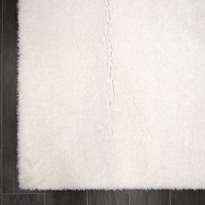 Puffy Shimmer White Shaggy Rug