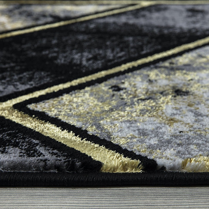 Ritz Geometric Modern Rug Gold & Black (V1)