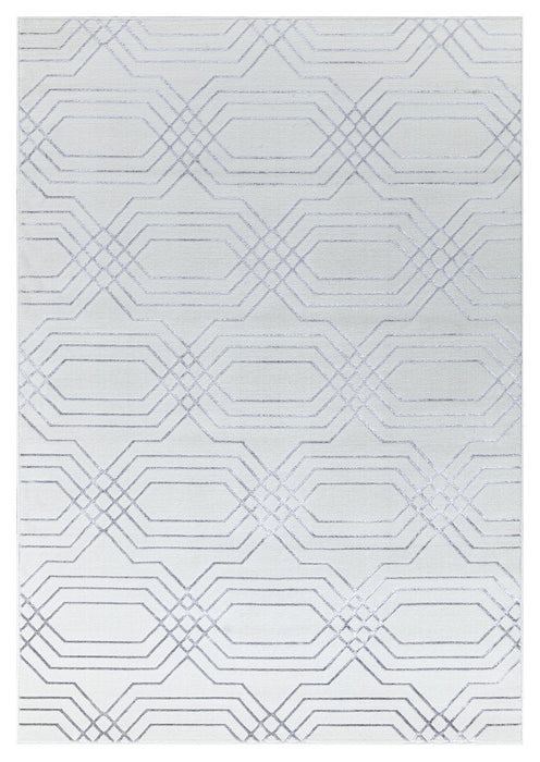 Ritz Geometric Modern Rug Silver & Cream (V1)