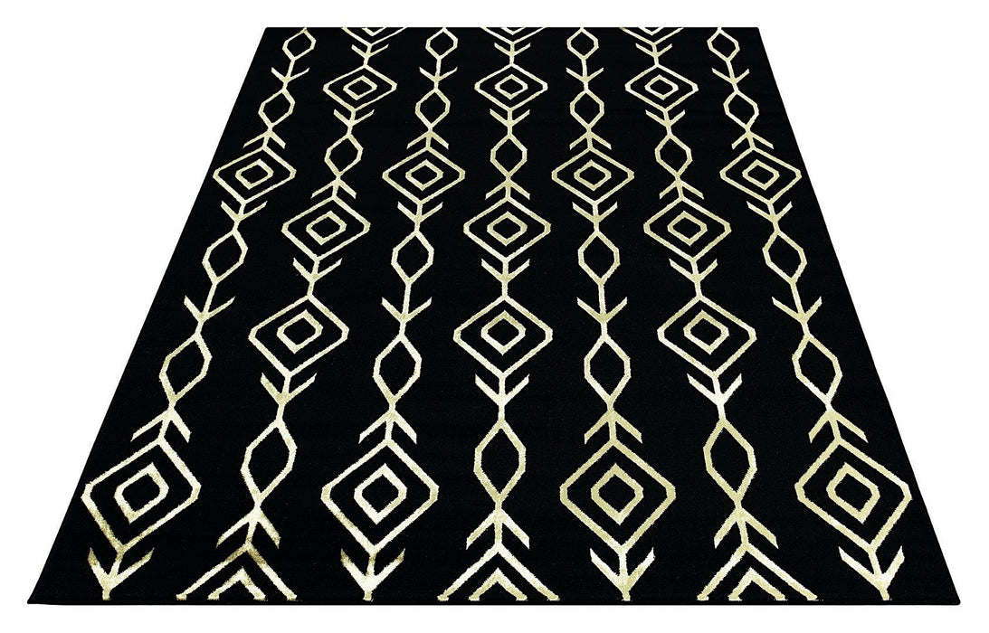 Ritz Moroccan Contemporary Rug Gold & Black