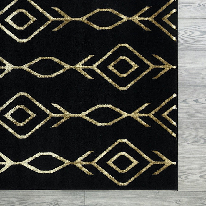 Ritz Moroccan Contemporary Rug Gold & Black