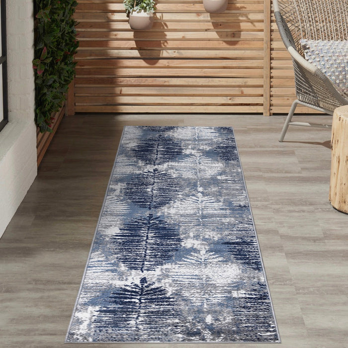 Paris Leaf Rug V3 - Navy