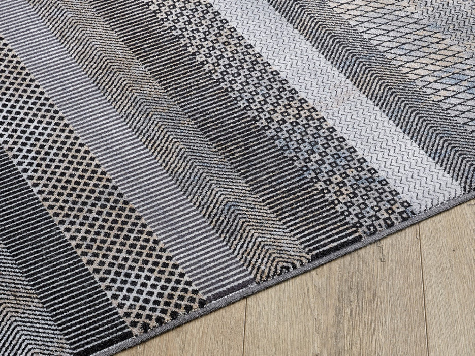 Elexus Ruby Striped Modern Rug (V2) - Grey