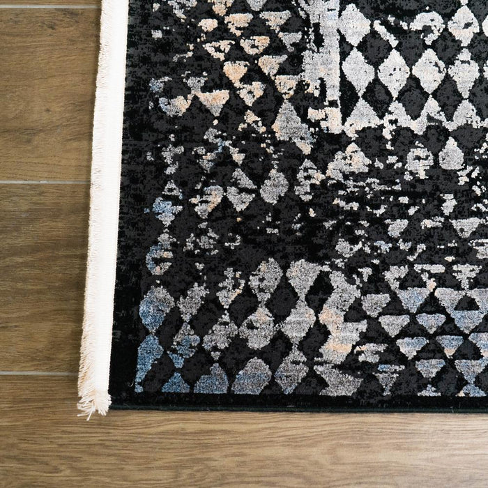 Elexus Ruby Abstract Design Rug - Black