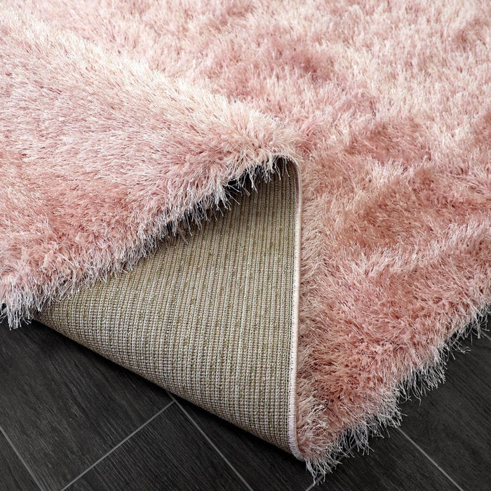Lily Shimmer Blush Pink Shaggy Rug