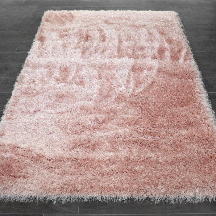 Lily Shimmer Blush Pink Shaggy Rug