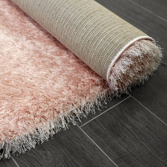 Lily Shimmer Blush Pink Shaggy Rug