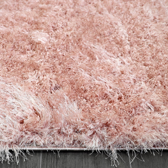 Lily Shimmer Blush Pink Shaggy Rug