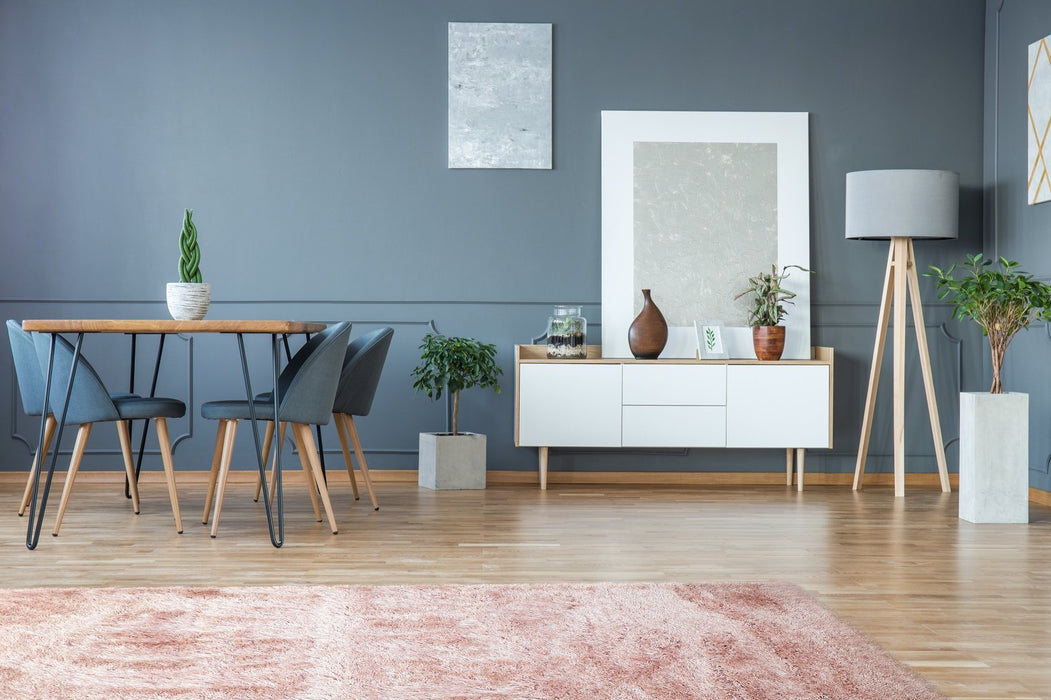 Lily Shimmer Blush Pink Shaggy Rug