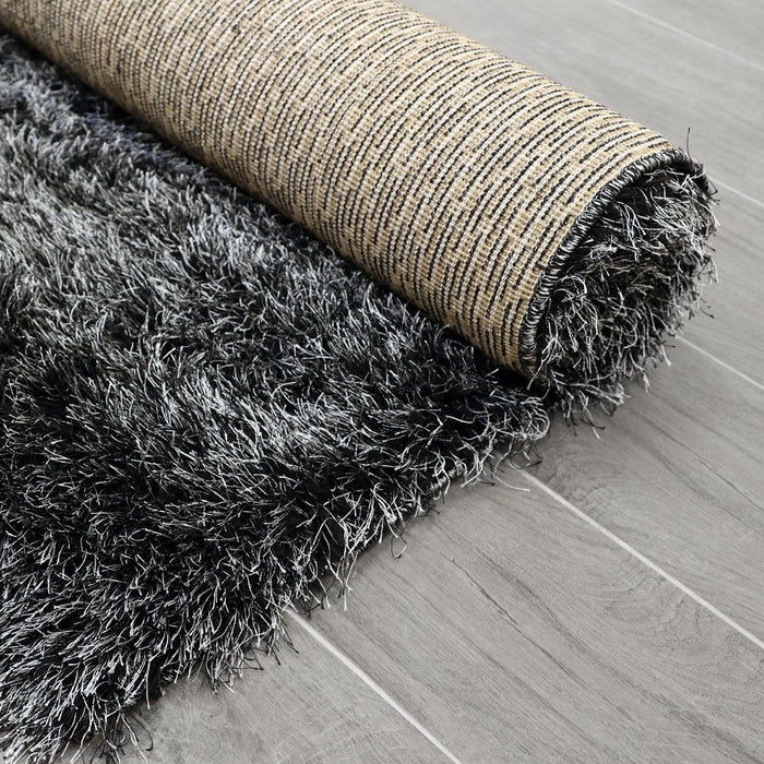 Lily Shimmer Dark Grey Shaggy Rug