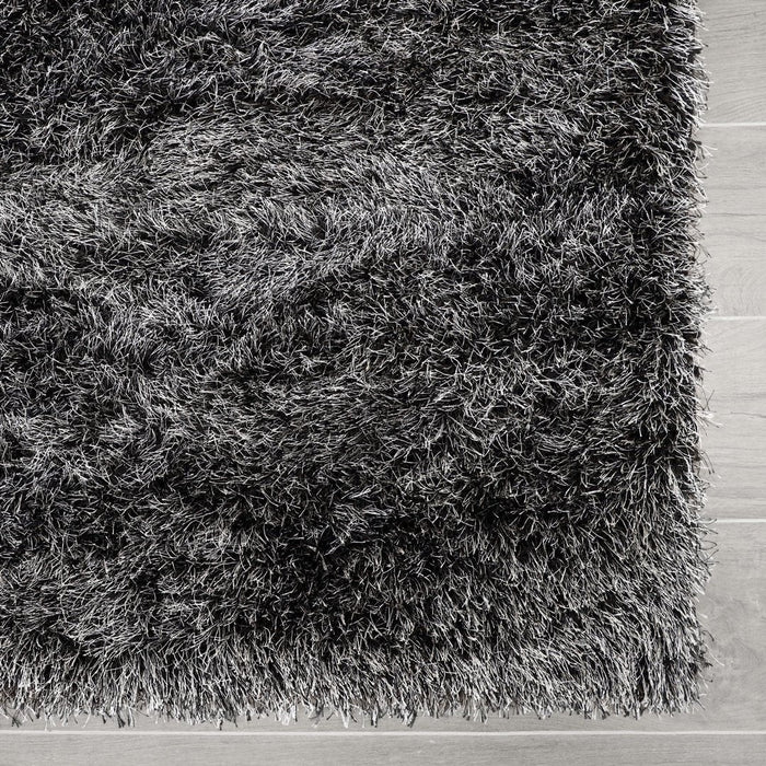 Lily Shimmer Dark Grey Shaggy Rug