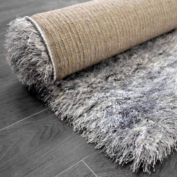 Lily Shimmer Grey Shaggy Rug