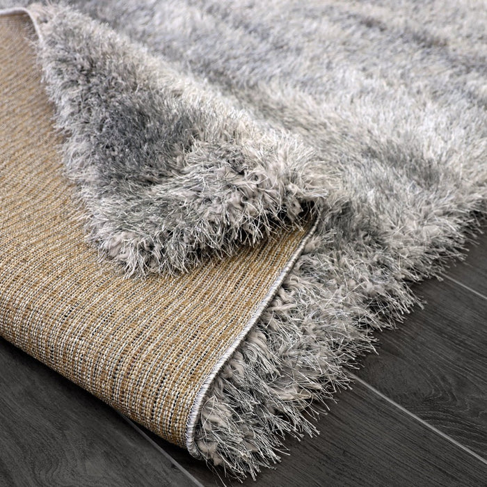 Lily Shimmer Grey Shaggy Rug
