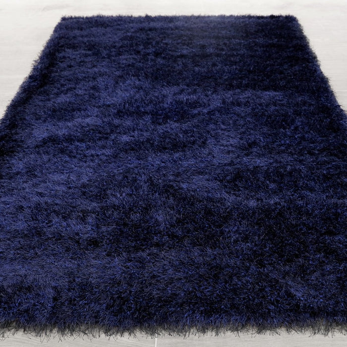 Lily Shimmer Navy Shaggy Rug