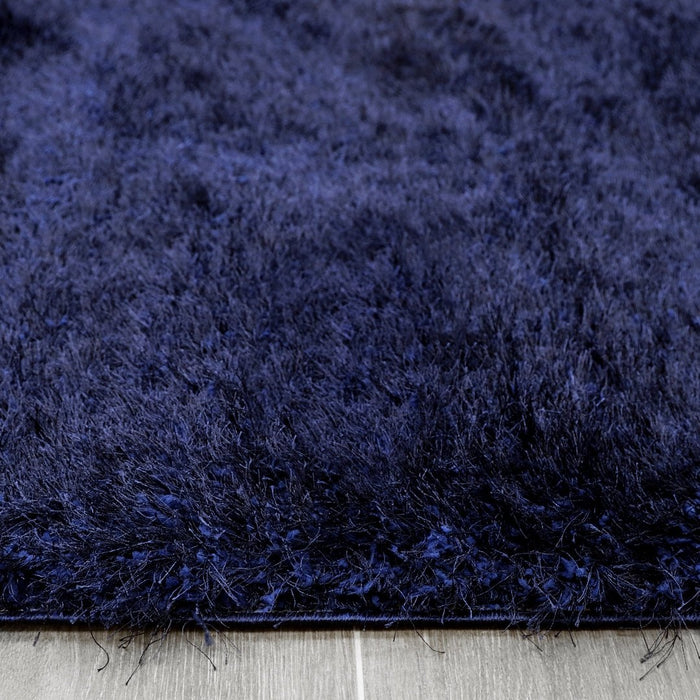 Lily Shimmer Navy Shaggy Rug