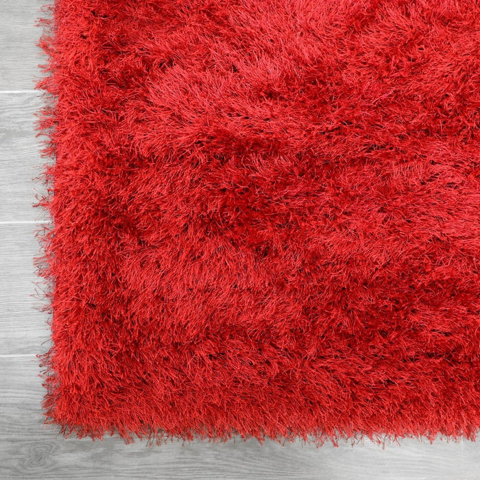 Lily Shimmer Red Shaggy Rug