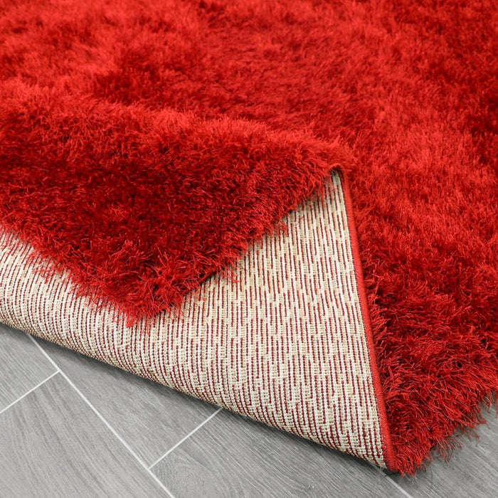 Lily Shimmer Red Shaggy Rug