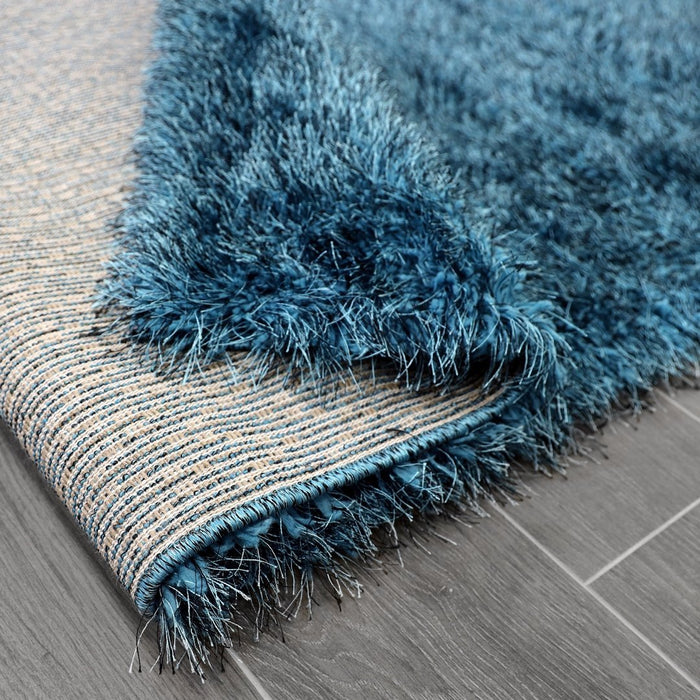 Lily Shimmer Turquoise Shaggy Rug
