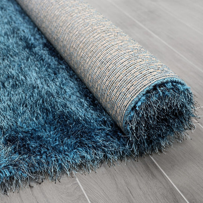 Lily Shimmer Turquoise Shaggy Rug