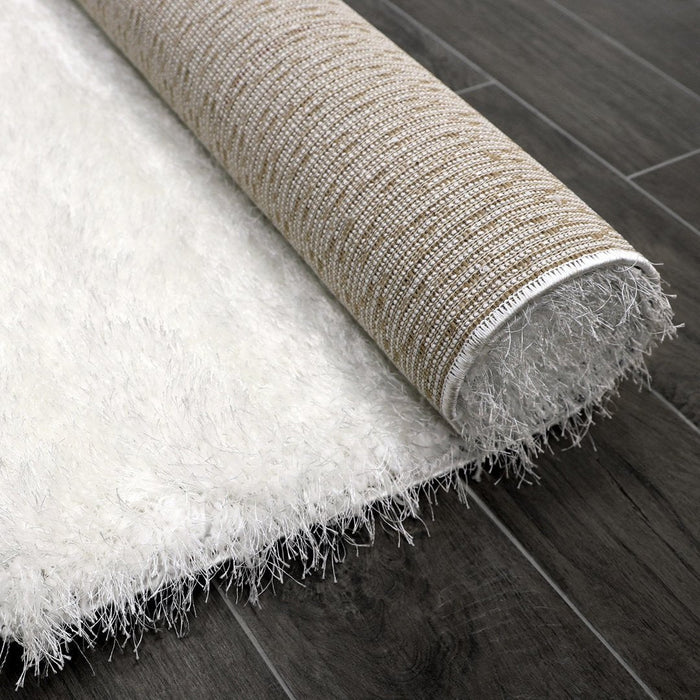 Lily Shimmer White Shaggy Rug