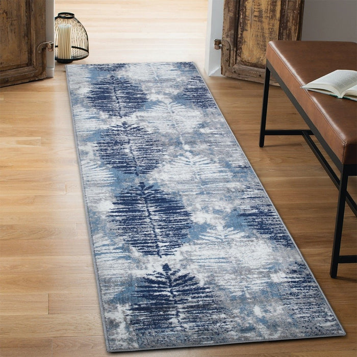 Paris Leaf Rug V3 - Navy