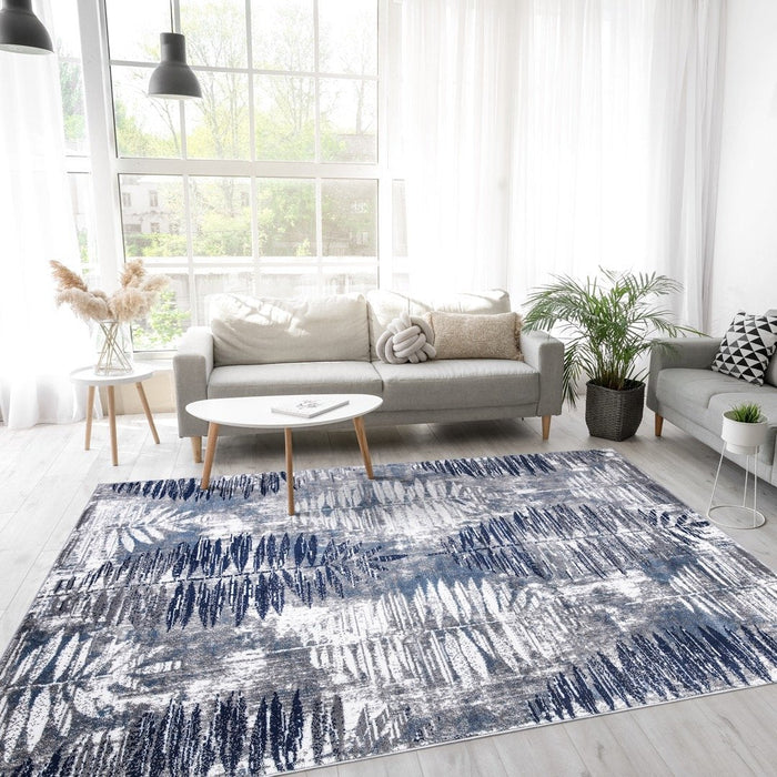 Paris Leaf Rug V3 - Navy