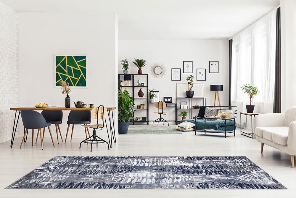 Paris Leaf Rug V3 - Navy
