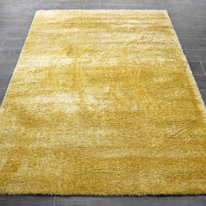 Puffy Shimmer Yellow Shaggy Rug