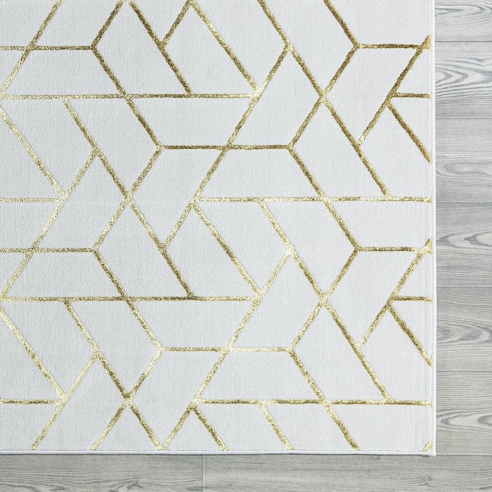 Ritz Geometric Contemporary Rug Gold & Cream (V2)