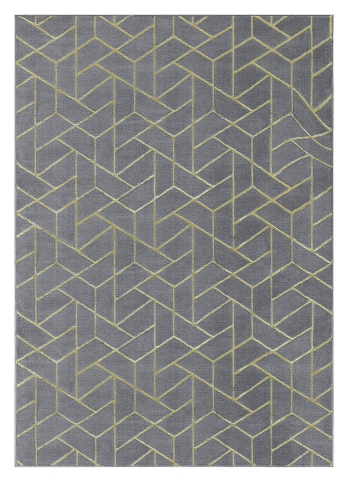 Ritz Geometric Contemporary Rug Gold & Grey (V2)