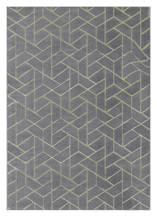 Ritz Geometric Contemporary Rug Gold & Grey (V2)
