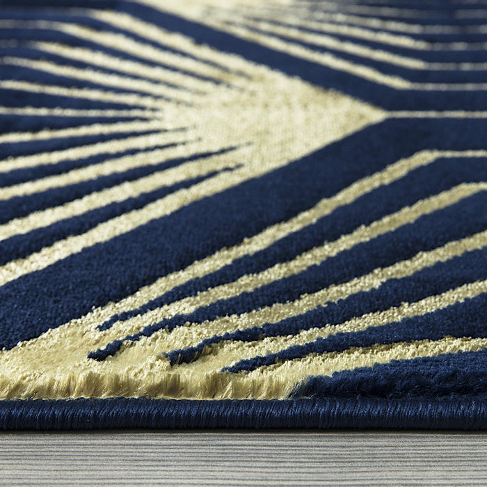 Ritz Geometric Contemporary Rug Gold & Navy (V1)