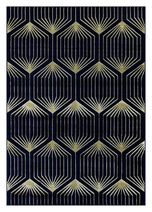 Ritz Geometric Contemporary Rug Gold & Navy (V1)