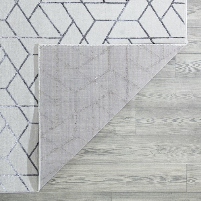 Ritz Geometric Contemporary Rug Silver & Cream (V2)