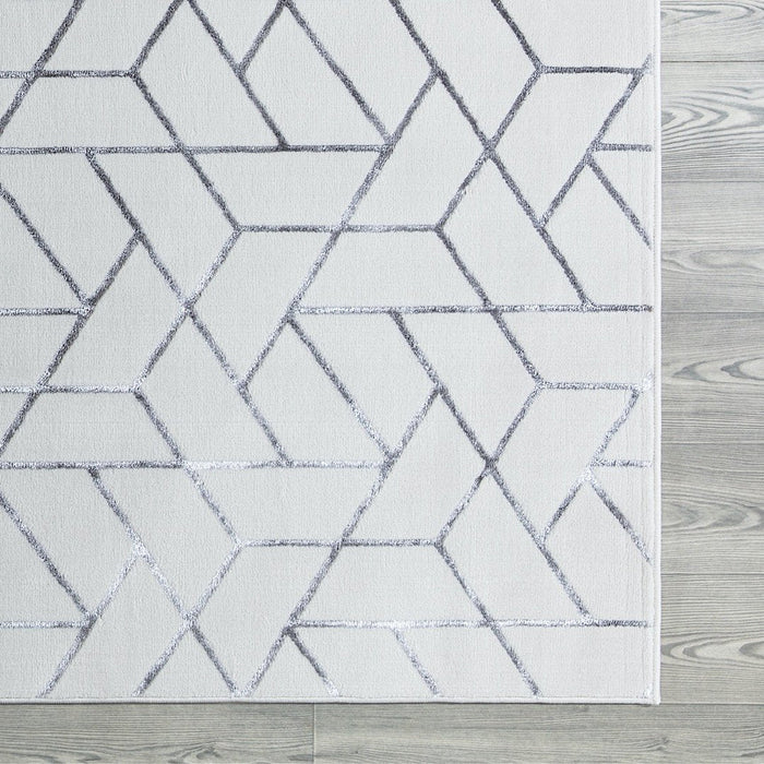 Ritz Geometric Contemporary Rug Silver & Cream (V2)