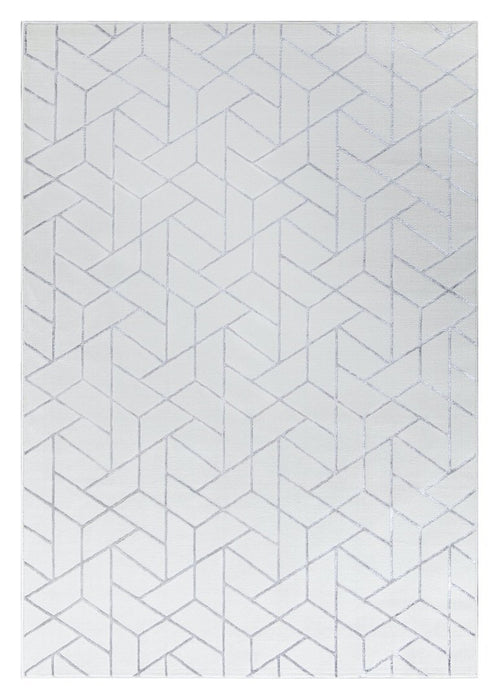 Ritz Geometric Contemporary Rug Silver & Cream (V2)