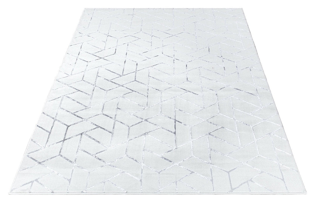 Ritz Geometric Contemporary Rug Silver & Cream (V2)