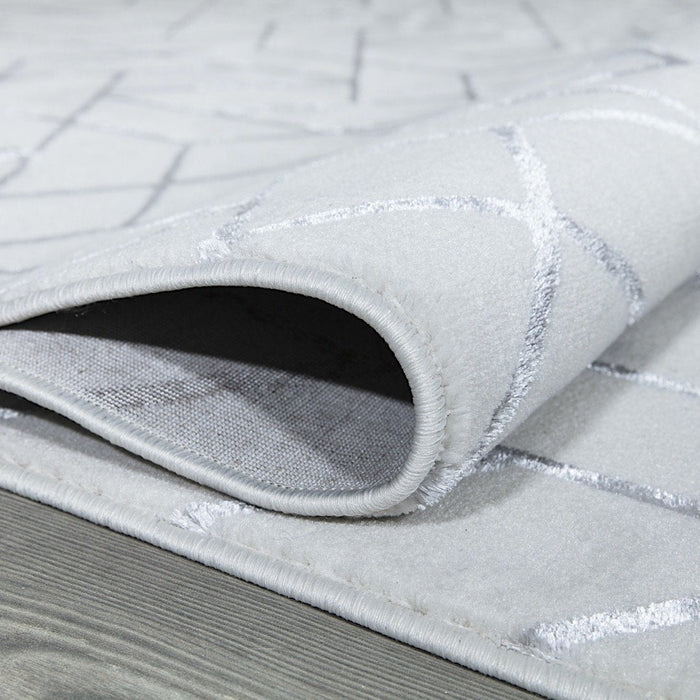 Ritz Geometric Contemporary Rug Silver & Cream (V2)