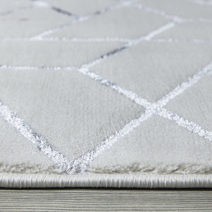 Ritz Geometric Contemporary Rug Silver & Cream (V2)
