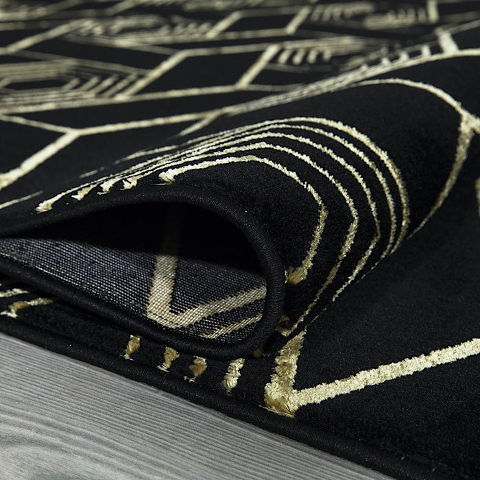 Ritz Geometric Design Rug Gold & Black