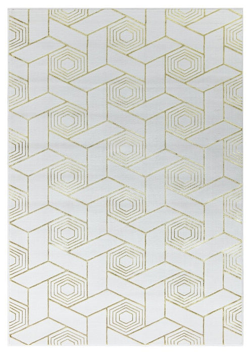 Ritz Geometric Design Rug Gold & Cream