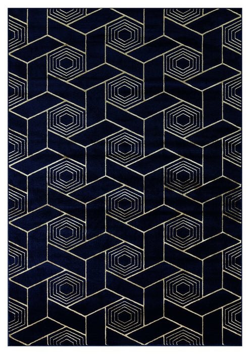 Ritz Geometric Design Rug Gold & Navy
