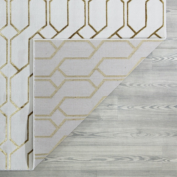 Ritz Geometric Modern Rug Gold & Cream
