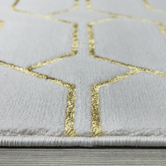 Ritz Geometric Modern Rug Gold & Cream