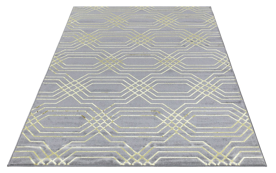 Ritz Geometric Modern Rug Gold & Grey (V2)