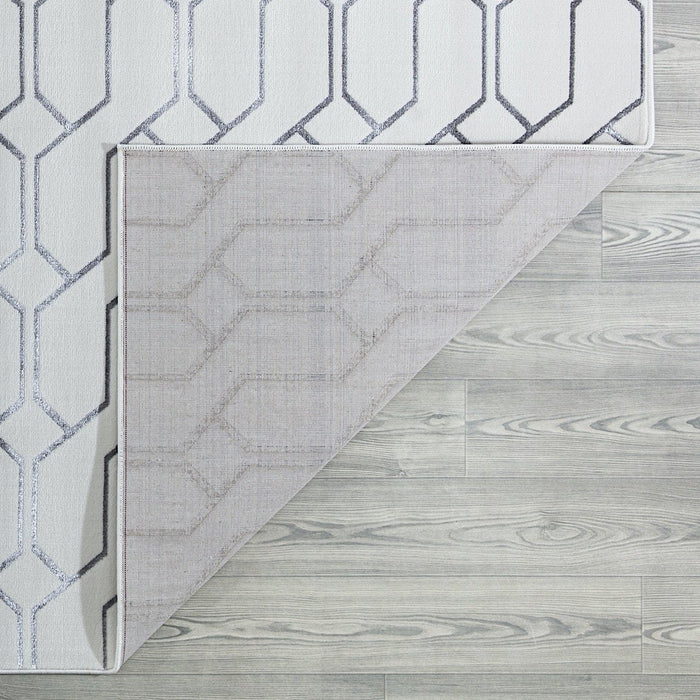 Ritz Geometric Modern Rug Silver & Cream (V2)